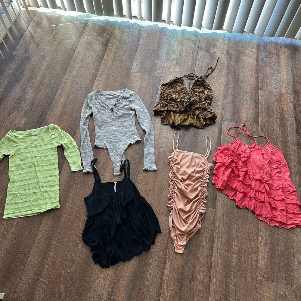 6 free people tops, tanks, bodysuit bundle!